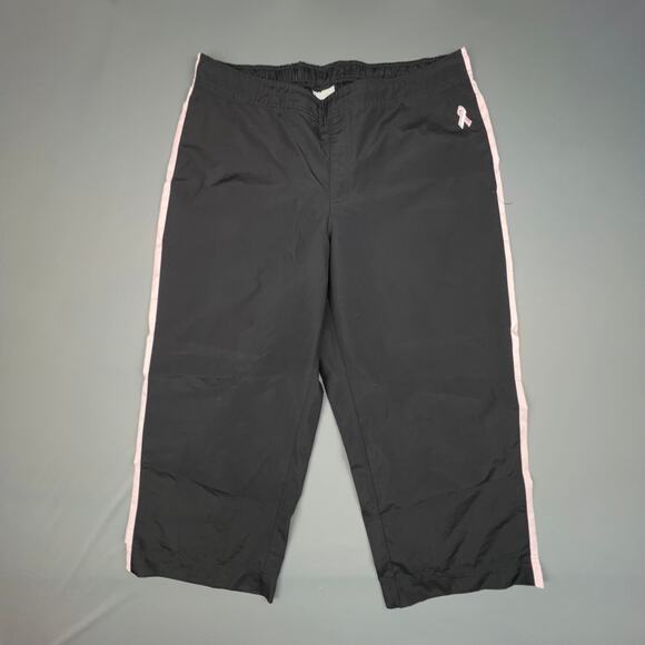 New Balance Windbreaker Pants Womens Large Black Pink Breast Cancer Athleisure - Picture 1 of 7